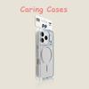 For iPhone 17 Pro Max Case White Aurora Clear Slim Ring Magnetic Large-Hole Acrylic Shockproof Cover with Iphone 16 15 14 13