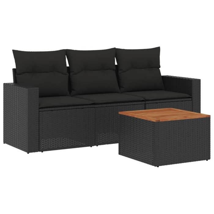VidaXL Garden Lounge Set with Cushions 4 Pcs, Patio Sofas, Patio Furniture Set, Outdoor Furniture, Black 3256321