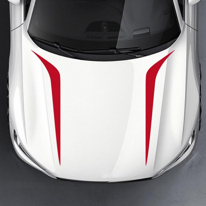 2pcs Car Stickers Striped Engine Hood Body Vinyl Decals Hood Cover Stickers New Professional Universal Styling Auto Decoration
