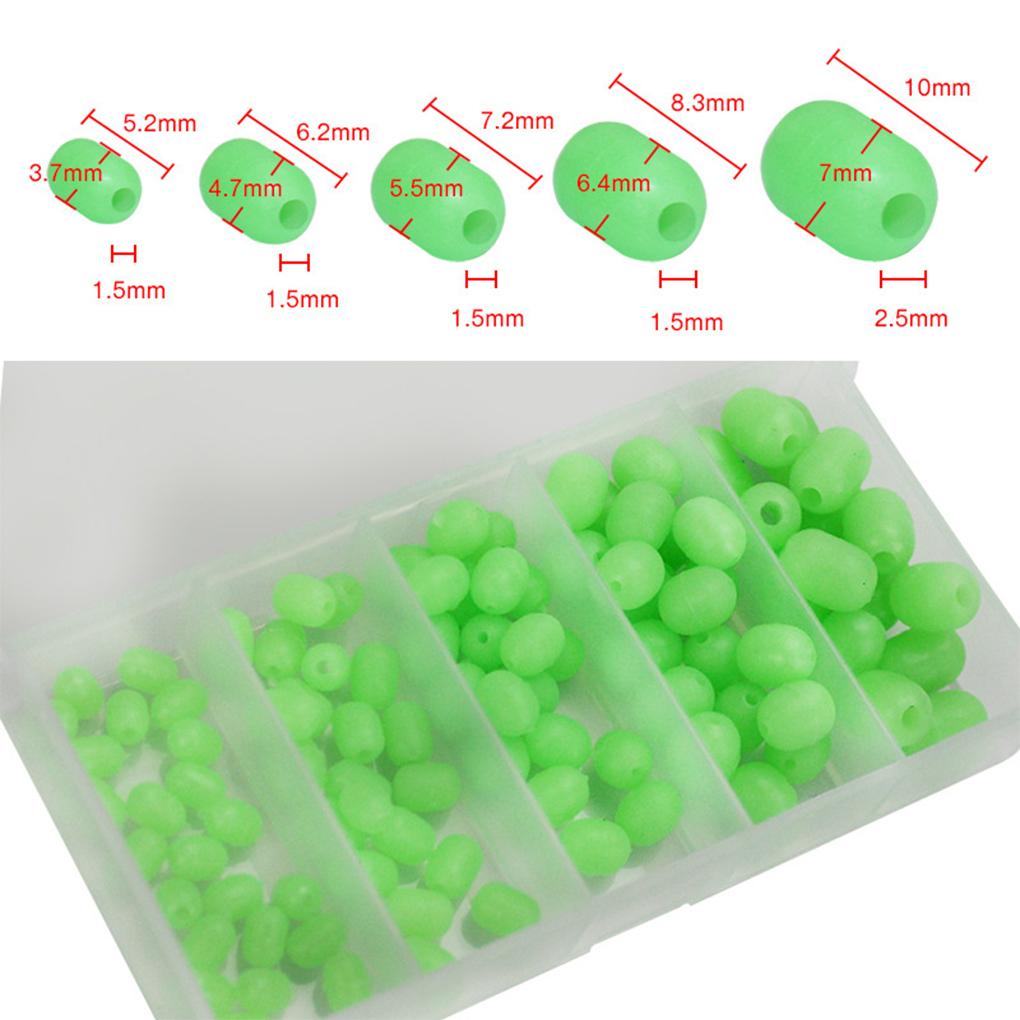 100Pcs Beads Glow Round Casting Baits Green Cylindrical Luminous Bait Tackle Fittings Tools Supplies Pool River
