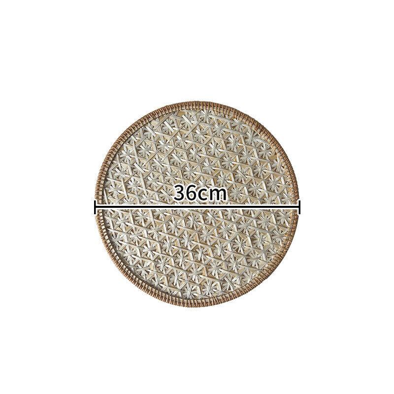 30/36cm Color Handmade Rattan Tray Round Heat-resistant Teapot Pad Hotel Home Decor Ethnic Style Dining Table Heat-insulate Pad
