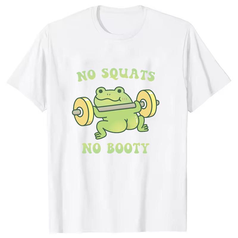 No Squats No Booty Letter Pattern Tshirts Unisex Women Unisex Casual Loose Round Neck Creative Personalized Shirts Street Harajuku