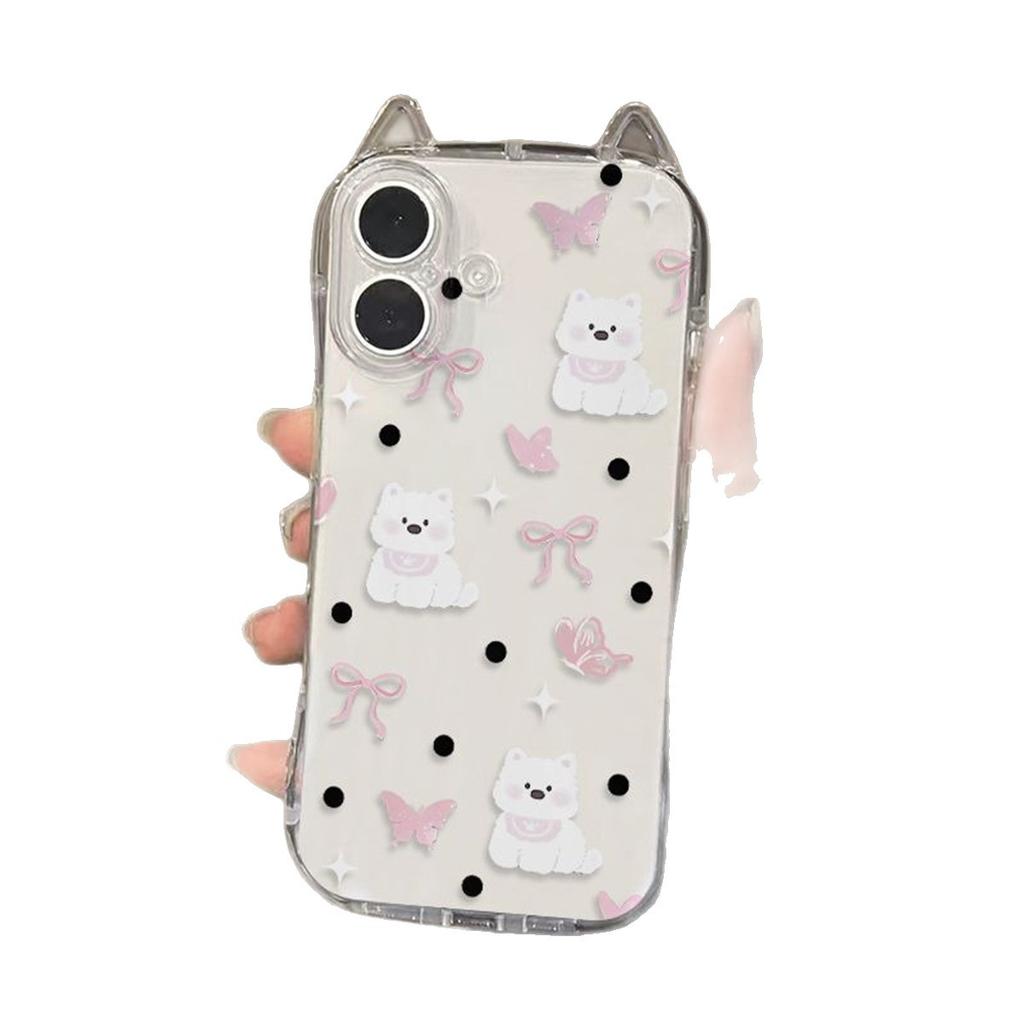 Anti-fall Mobile Phone Case Four-corner Airbag Jelly Simple and Cute Ins Transparent Cat Ears Tpu Anti-fall Mobile Phone Case for Apple