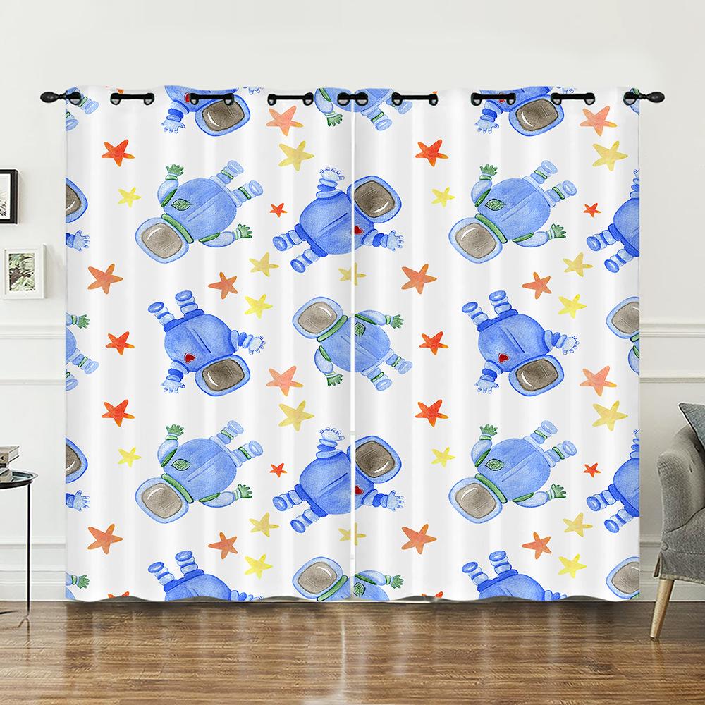Curtains Bedroom Curtains Digital Printing Astronaut Planet Starry Sky Blackout Curtains
