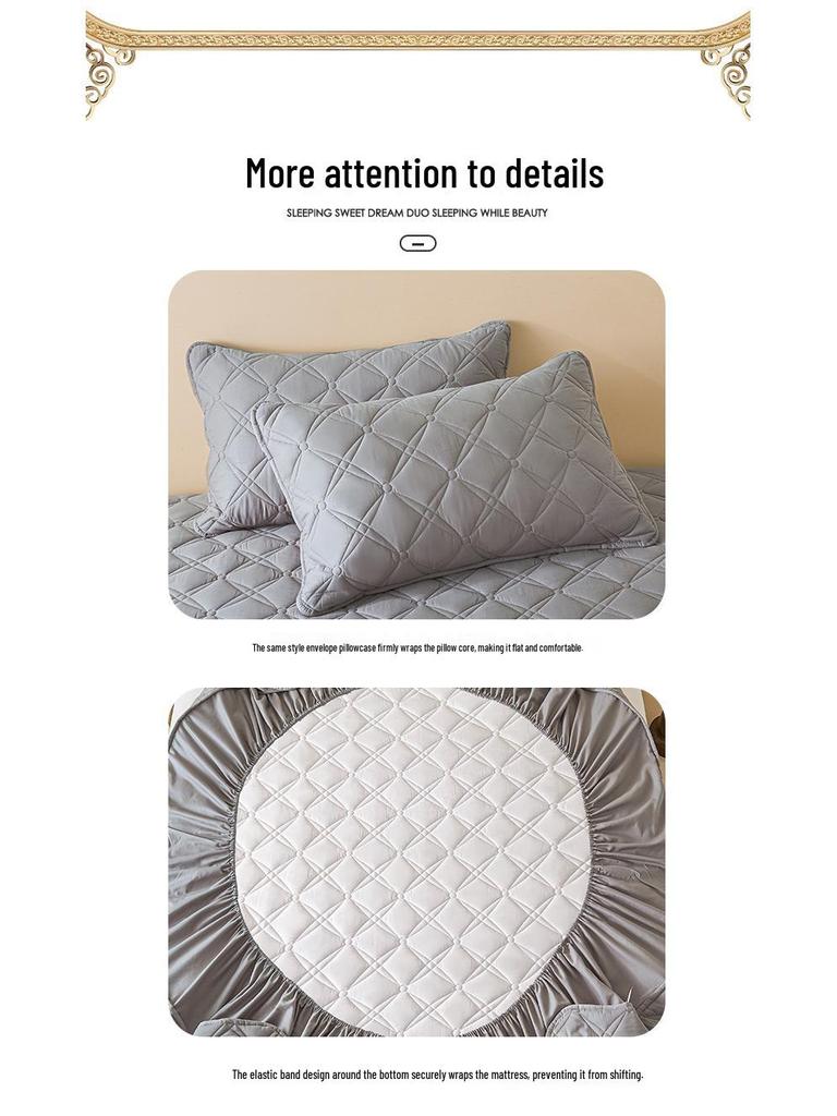 Class A Quilted Cotton Mattress Protector - Thick, Soft, Breathable, Dustproof, Non-Slip Full Cover