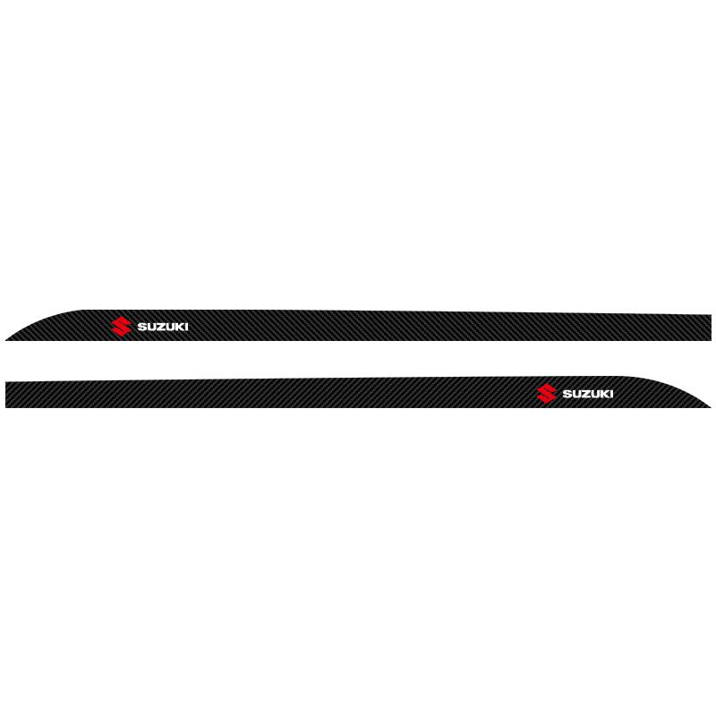 2pcs Carbon Car Door Side Skirt Sill Stripe Sticker Decals Styling For Suzuki Jimny GW250 Samurai Vitara Swift Baleno SX4 Ignis Alto Splash Swace