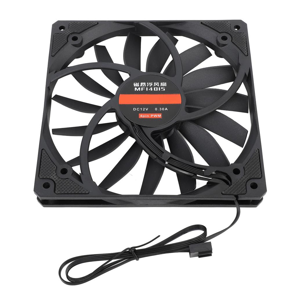 140mm 4 Pin PWM Case Fan Ultra Thin 15mm 1100RPM MFDB Bearing PC Cooling Fan 12V Black