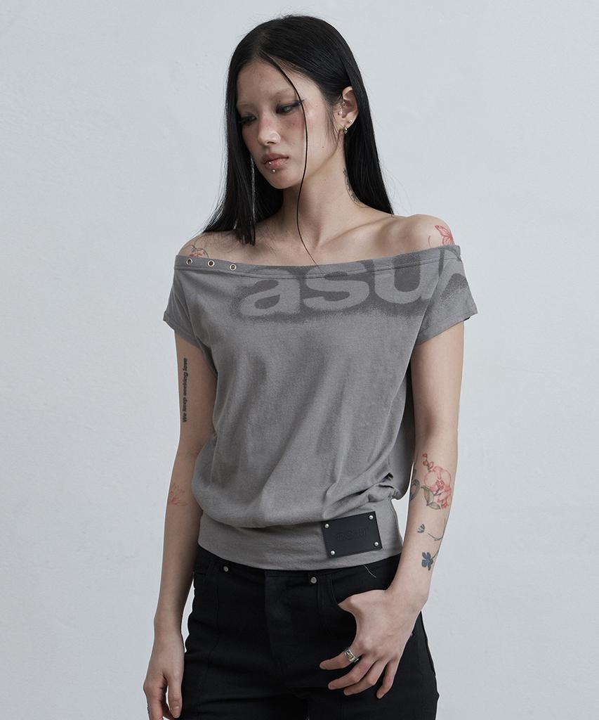 Aejeuyua Dolman Loose Crop T-Shirt Dark Gray