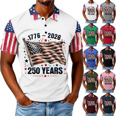 Men's Loose And Casual Flag Letter Print T-shirt Short-sleeved Top