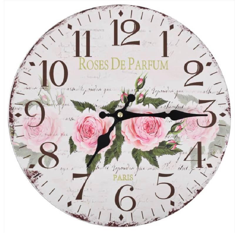 Vintage Classic Round Wall Clock Flower Home Office Living Room Timer Analog
