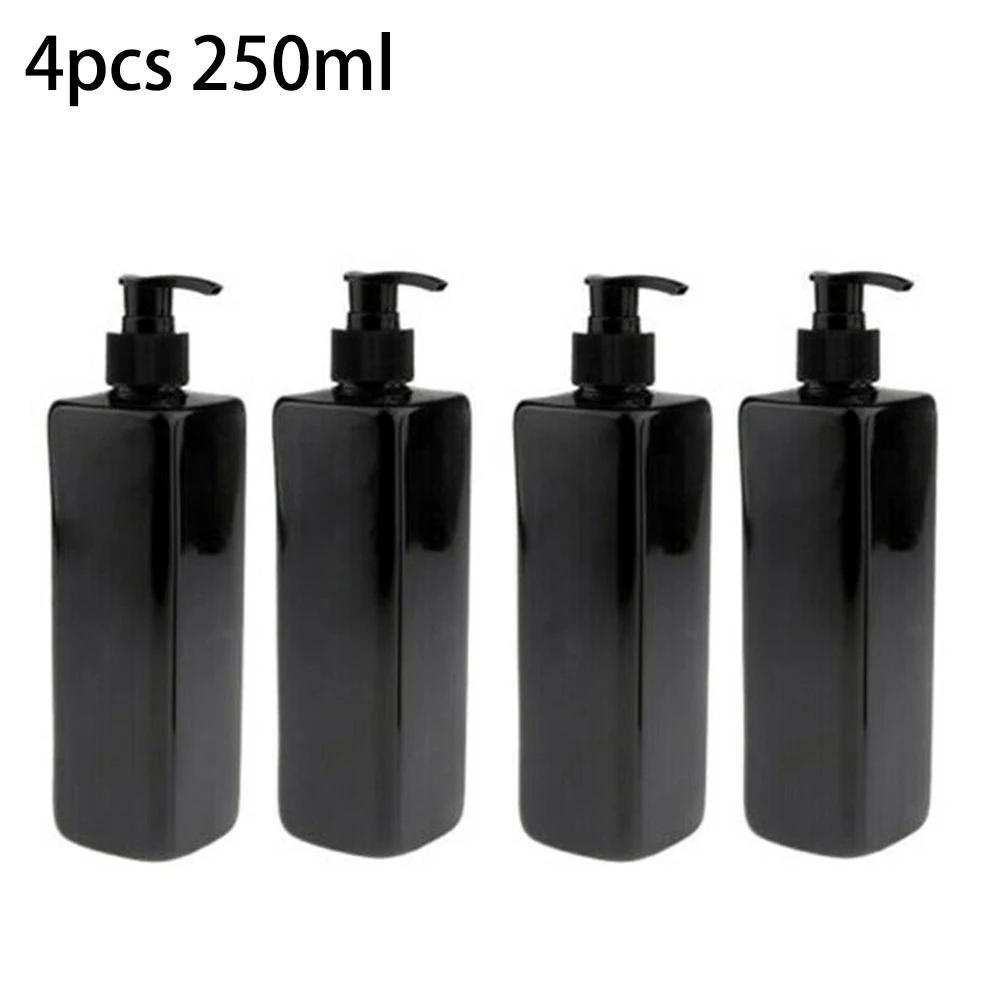 4pcs Refillable 250ml Empty Lotion Pump Bottles For Gel Soap Dispenser Shampoo Press Dispenser Bathroom Storage Bottle