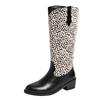 Fashion Women's Fashionable Leopard Print Suede Mid-tube Boots New European Temperament Outdoor Boots Beautiful Commuter Large-size Boot