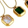 European and American Emerald Pendant Necklace: Women's Light Luxury, 18k Gold-Plated Clavicle Chain