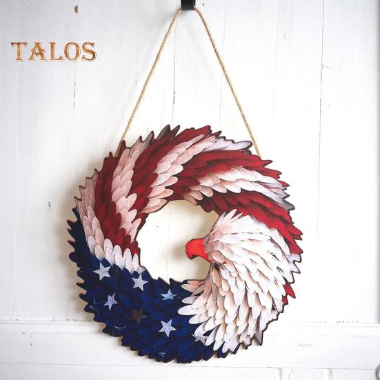 Renewed Wings Wreath Independence Day Decoration with Lanyard Easy To Hang Waterproof Door Sign Front Door Ornament