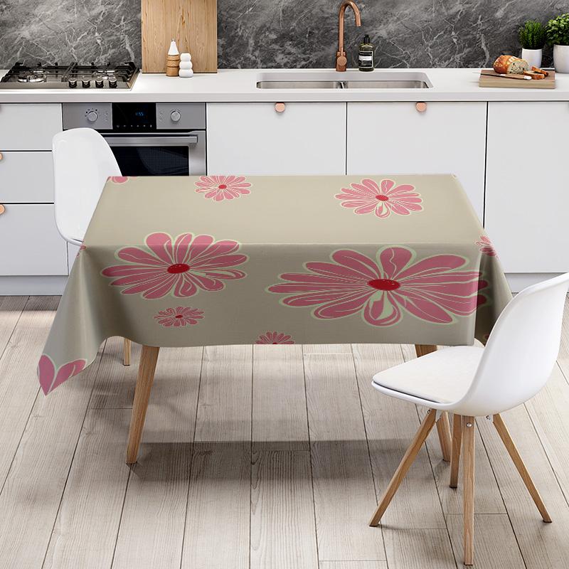 Floral Printed Tablecloth Extra Large Size Decorative Kitchen Table Cover for Dining Room Set 54 X 108, Pink Green Floral Design