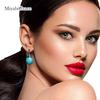 Natural Elegant Miyabi Grace Women's Earrings, Non-pierced Earrings, Popular, Painless, Teardrop, Turquoise, Blue, Stone, Blue, Large, Gemstone,