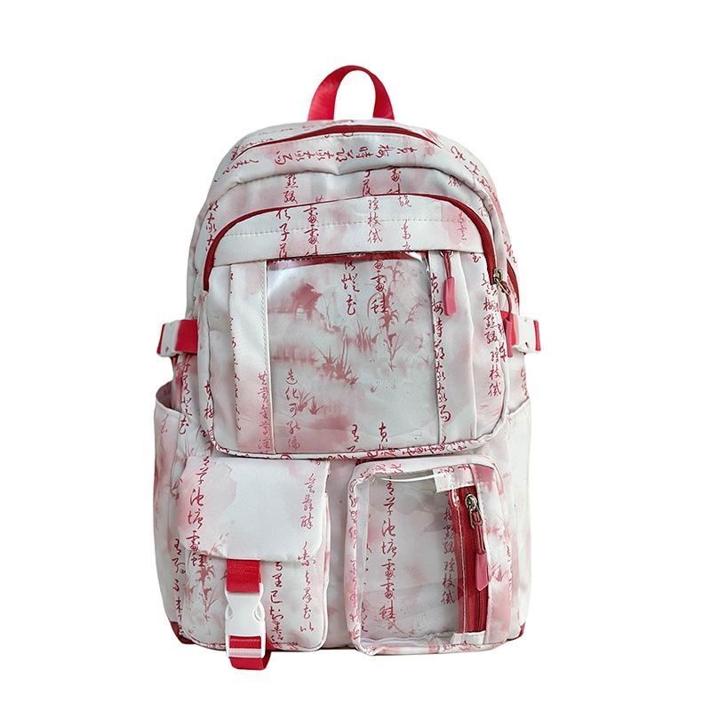 Schoolbag New Chinese Style Transparent Student School Bag Women's Large Capacity Casual Backpack Personalized Versatile Travel Computer Backpack
