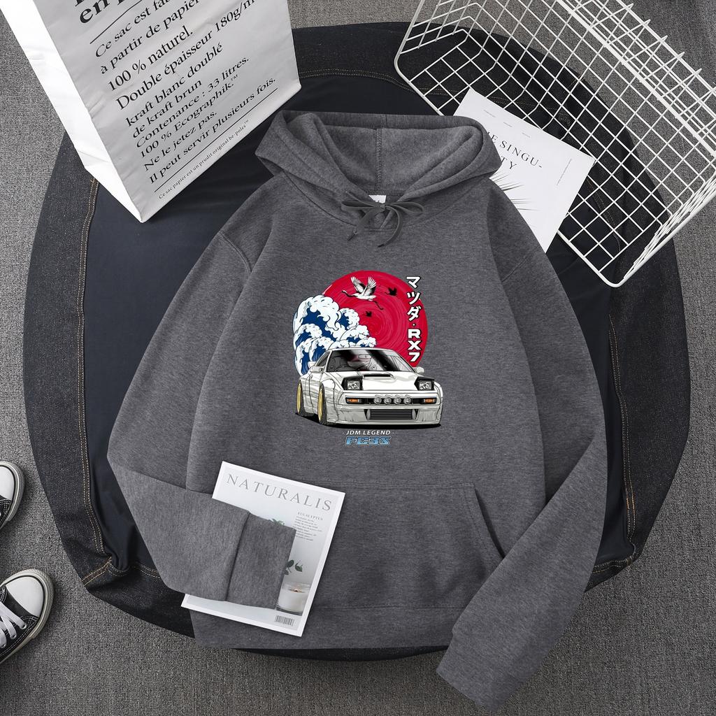 Hot selling anime anime head text D car hooded sweater men sweatshirt JDM car tide