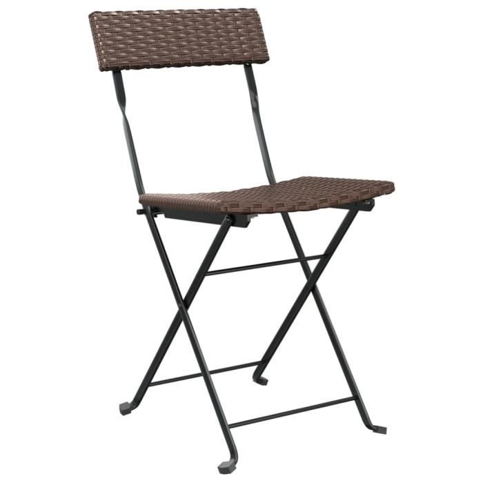 319987 vidaXL Bistro Chairs Folding 2pcs Brown Woven Resin and Steel