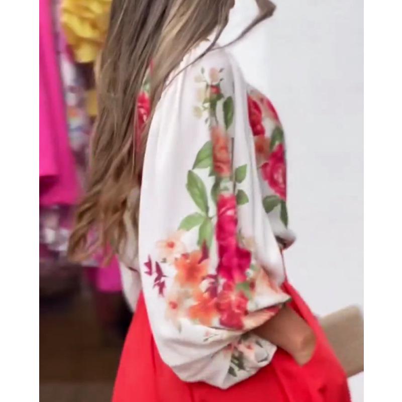 European & American Plus-Size Fashion Set: Long-Sleeve Top & High-Waisted Wide-Leg Pants