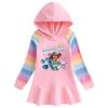 Spring & Autumn Ruffle Cartoon Rainbow Hooded Long Sleeve Princess Dress for Girls
