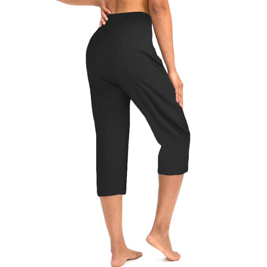 Women's Cropped Pants With Pockets Lightweight Caual Loose Trousers