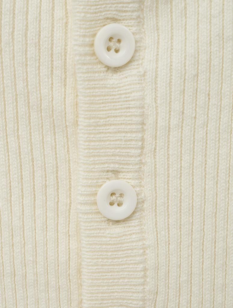 NOIRER Ribbed Henley Neck Half Knit (Ivory)