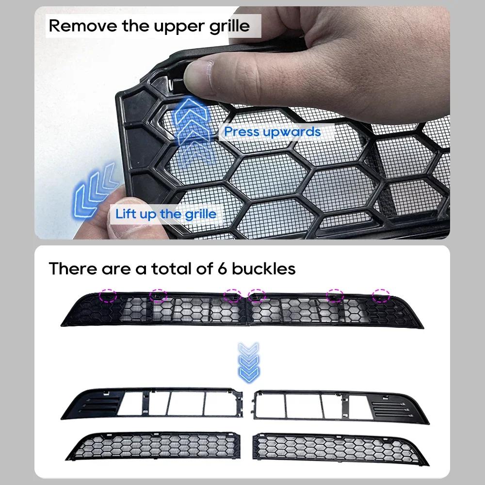Pour Tesla Model Y Juniper 2025 2026 Grille d'aération intérieure Pare-chocs avant inférieur Filet anti-insectes YL Mesh Entrée d'air Cache anti-poussière