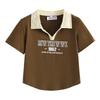 Women's Summer Spicy American Polo Collar Color Block Short Sleeve Irregular Slimming Top