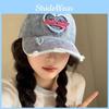 Casual Vintage Wash Denim Cap Women With Unique Distressed Look For Daily Wear