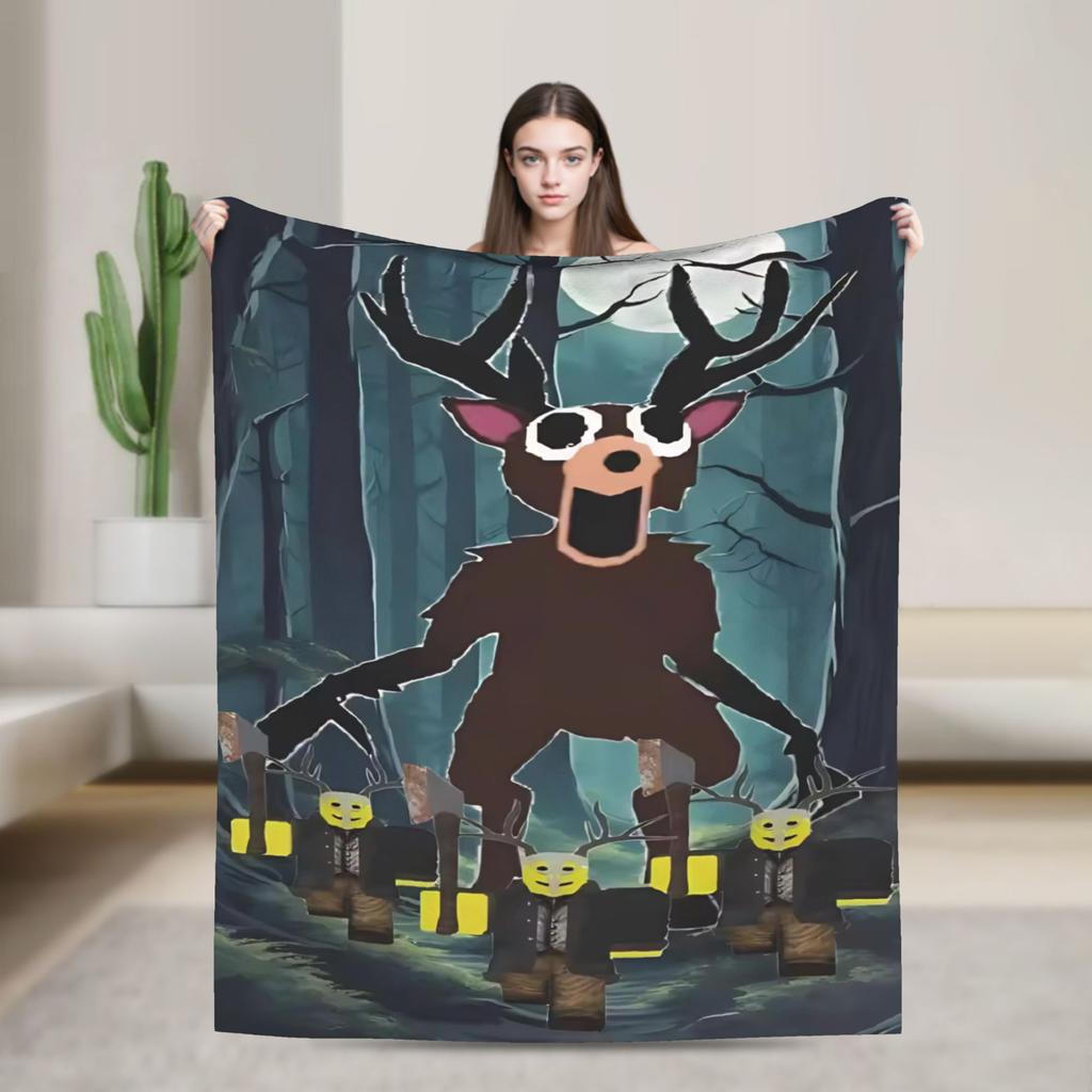 99 Nächte im Wald Das Reh Flanell-Kuscheldecke Mode-Decke Horror-Spiel Bettwäsche Gestrickte Mode-Decke Outdoor Leicht Multi-Funktion