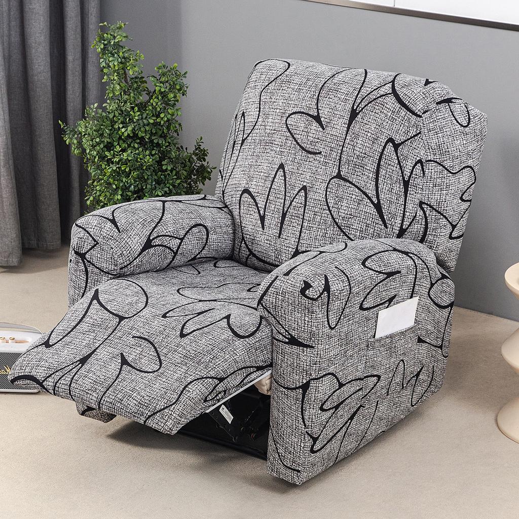 Stretch Recliner Chair Cover 4-Pieces Soft Recliner Chair Slipcover 1-Seater Sofa Couch Protector Home Decor Washable