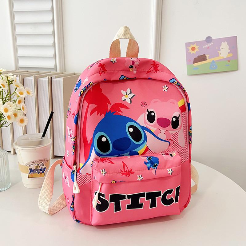 Stitch Children Cartoon Print School Backpack With Breathable Nylon For Kindergarten Kids