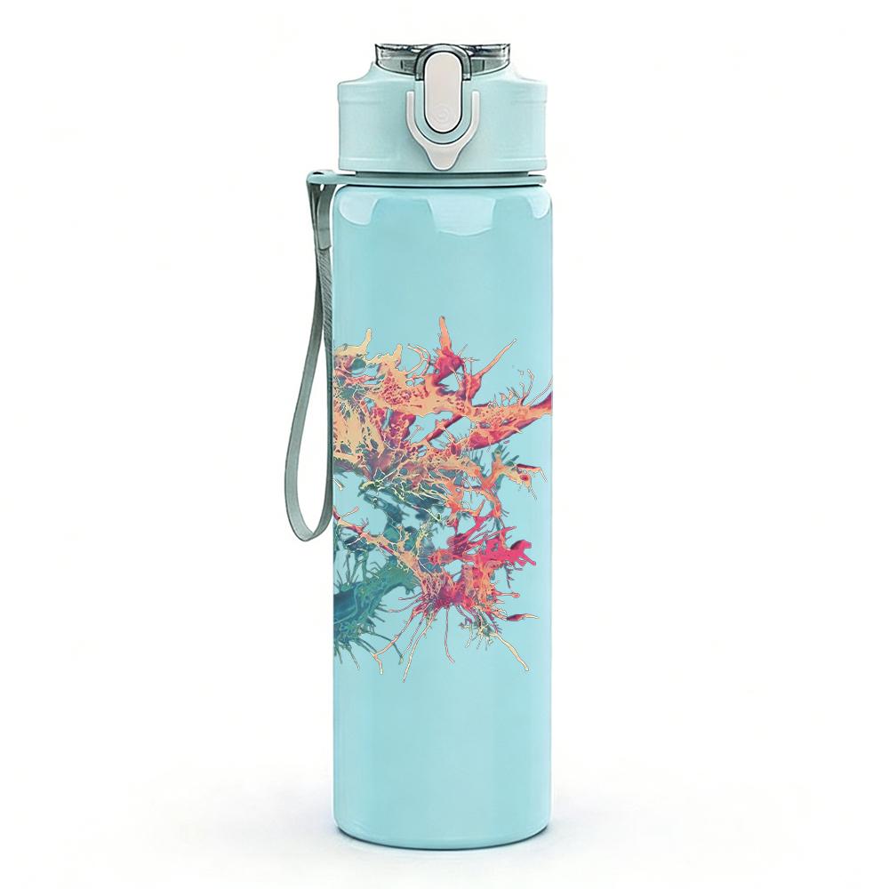 PC Green Square Minimalist Flag Print 750ml colorful plastic sports water bottle leakproof pop up lid with straw for outdoor work home use