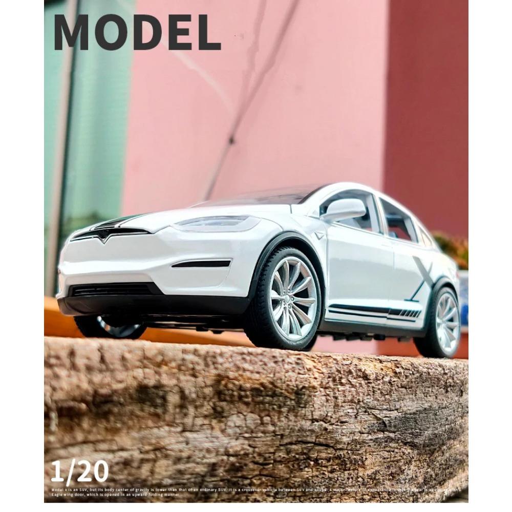 1/24 Tesla Model X SUV Alloy Car Model Diecast Metal Vehicles Car Model Simulation Sound and Light Collection Childrens Toy Gift