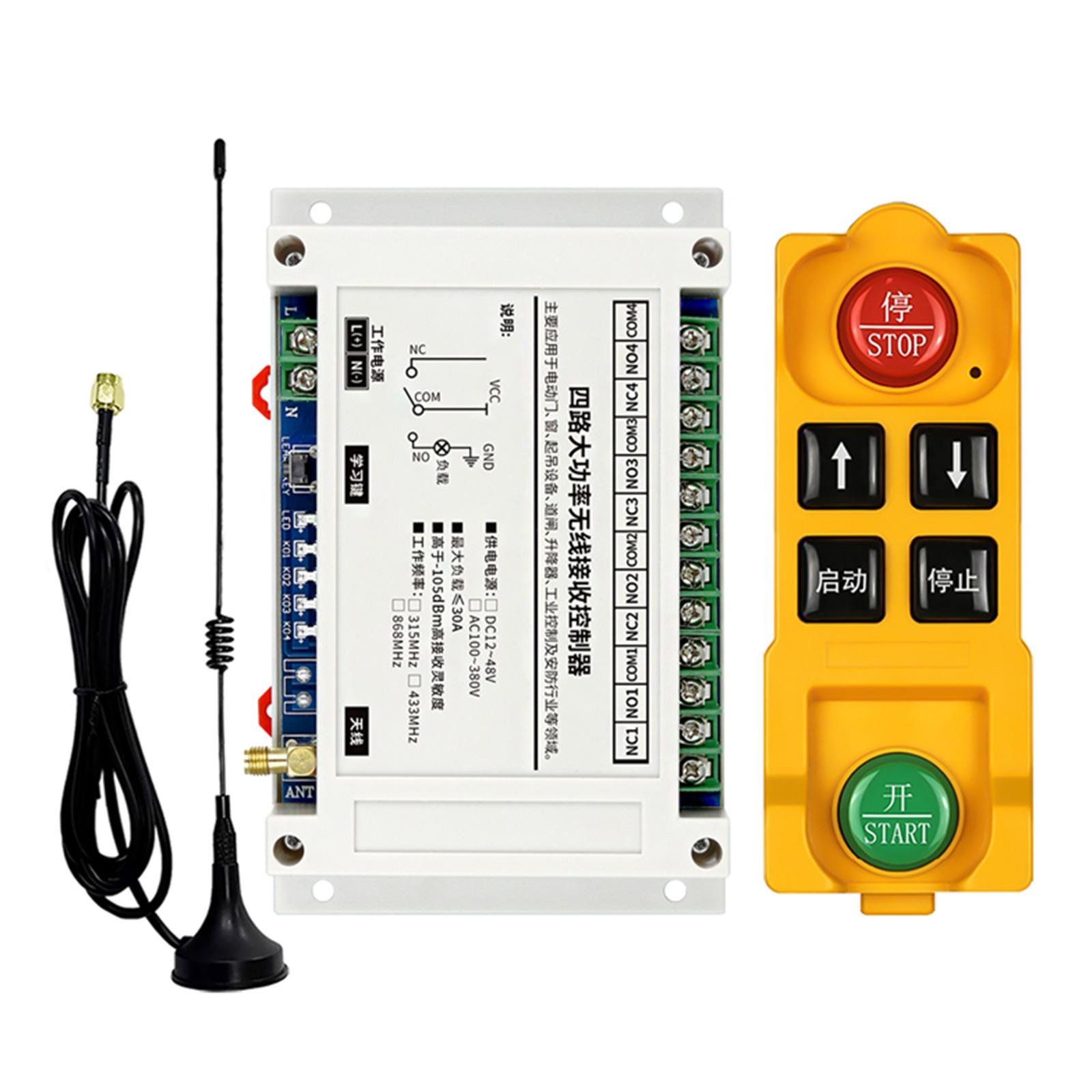 

Реле DC12V-48V 30A Переключатель с дистанционным управлением 4 канала Универсальный 433/315 МГц Пульт дистанционного управления Беспроводной переключатель для гаражных ворот B
