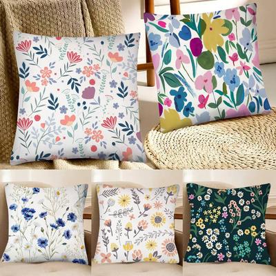 Floral Pattern Pillow Case Fashion Square Pillowcase Bedroom Sofa Room Ins Decoration Leisure