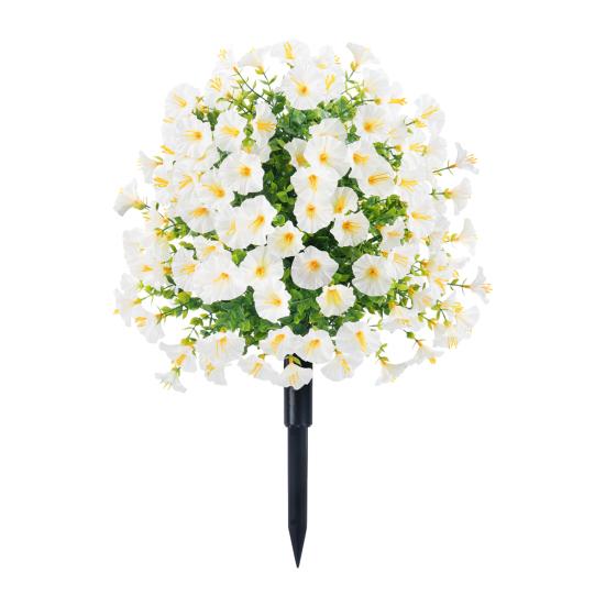 Artificial Morning Glory Ball 22" All-Weather Fake Topiary Ball with Ground Spike Faux Greenery Bushes Plants for Outdoor Garden Indoor Decor