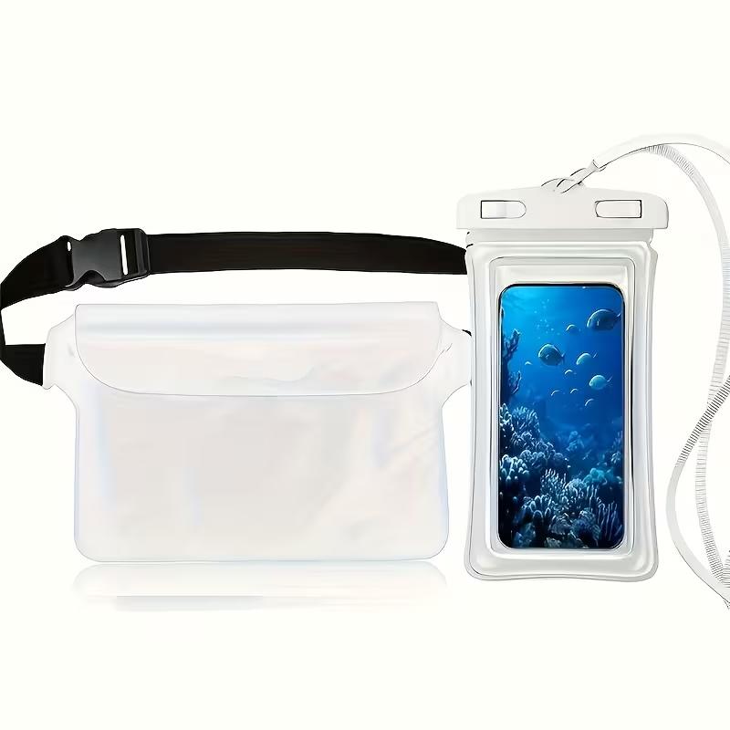 Waterproof 2 In 1 Waist Bag Phone Pouch Set Adjustable Clear Beach Bag Swimming Snorkeling Kayaking Water Parks Phones Valuable