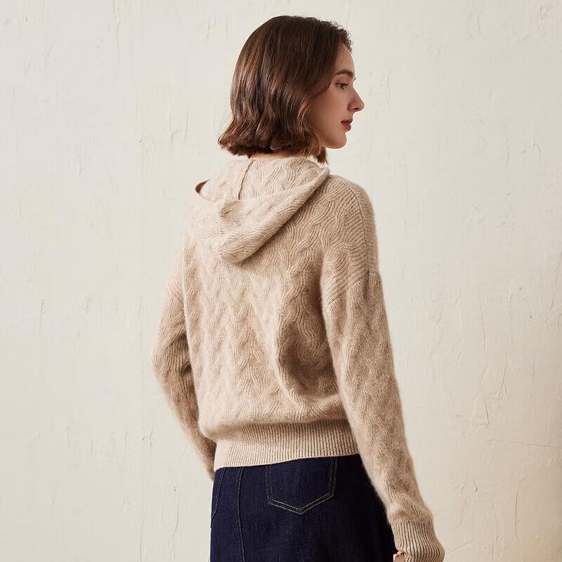 Komou Boka Women's Cable Knit Hooded Cashmere Sweater