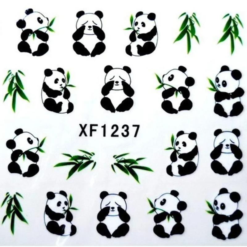 5Sheets New Design Water Transfer Printing Nail Art Sticker Decals Cute Panda DIY Nail