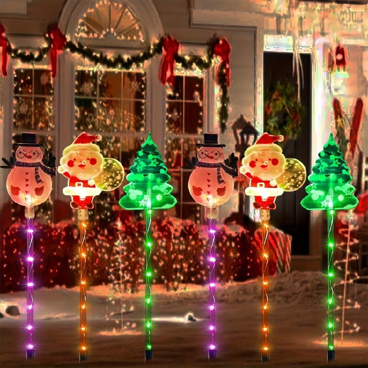 Pack of 6 Solar Christmas Stake Lights Offering Energy Saving Brightness Throughout the Night for Sustainable Decoration