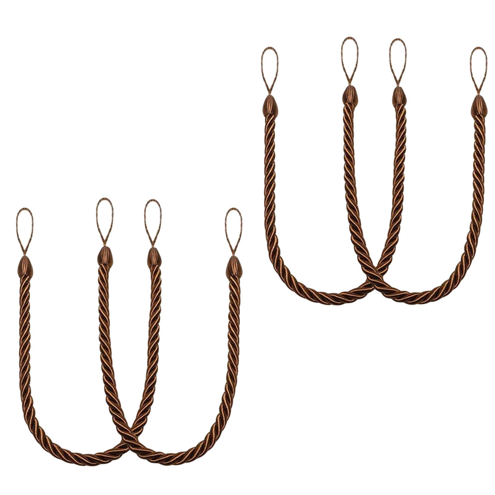 

4Pcs Hand Woven Cotton Rope Curtain Tiebacks Elegant Boho Decorative Drapery Holdbacks with Metal Hook for Home Office 4