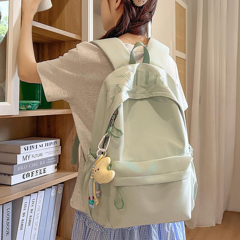 Summer New Nylon Lightweight Sports Travel Ins Large Capacity Solid Color Letter Student Couple Backpack
