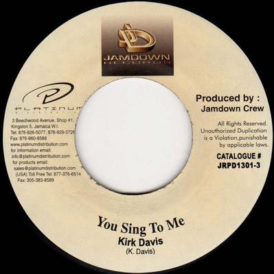 7inch Record KIRK DAVIS / SILVER CAT - You Sing To Me / Hold Her Space (Si JRPD13013 Jamdown Records 2001 Jamaica Reggae, Ska & Dub Used