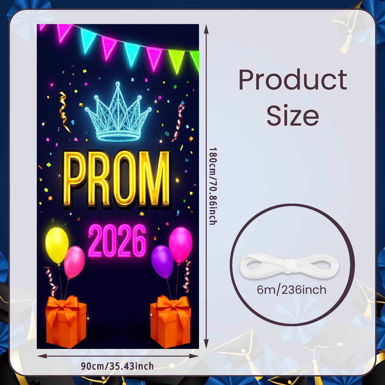 

2026 Prom Banner Vibrant Color Palette Prom Display Party Prom Banner Colored Balloons For Youth Gala Events Celebration