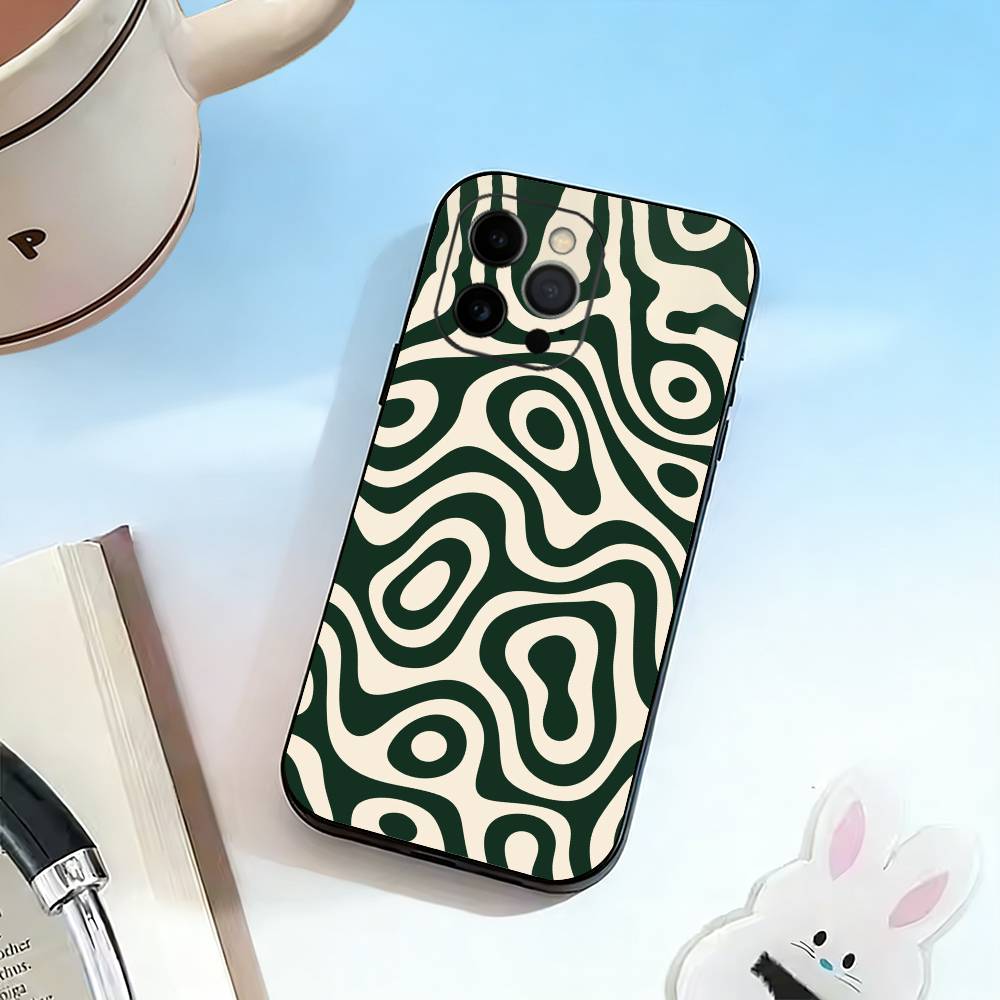 Liquid Swirl Pattern Phone Case For iPhone 17,16,15,14,13,12,11 Plus,Pro Max,XS,Soft Silicone Black Cover