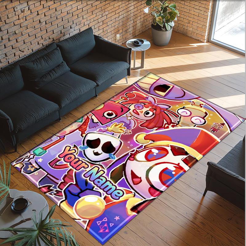 Personalized Crystal Velvet Carpet Custom Name Text,The Amazing Digital Circus Anti Slip Area Rug For Home Decoration