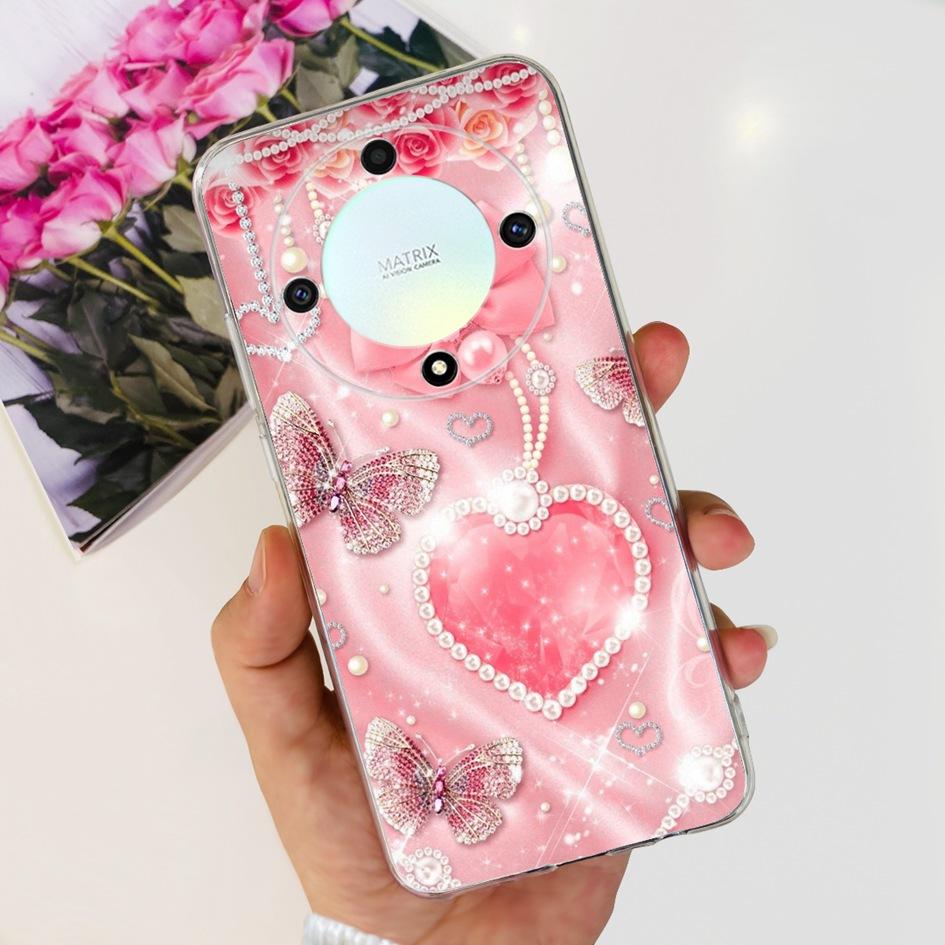For Honor X9b 5G Case ALI-NX1 Popular Flower Soft Clear Silicon TPU Cover For Honor X9a RMO-NX1 HonorX9 ANY-NX1 Shockproof Funda
