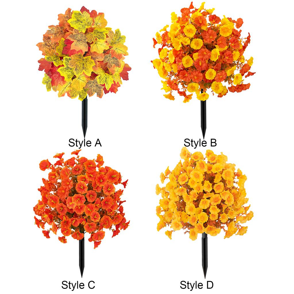 Fake Outdoor Shrub Decor Artificial Autumn Stake Plant Maple Leaf Realistic Fall Landscape Seasonal Garden Ornament